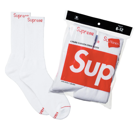 Supreme Hanes Socks (4 Pack) White