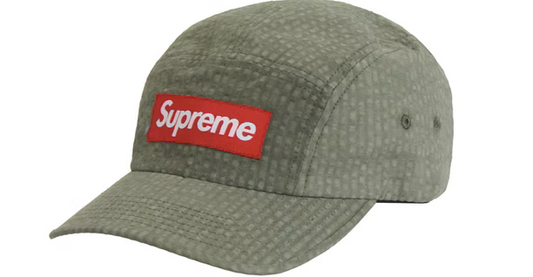 Supreme Washed Seersucker Camp Cap Taupe