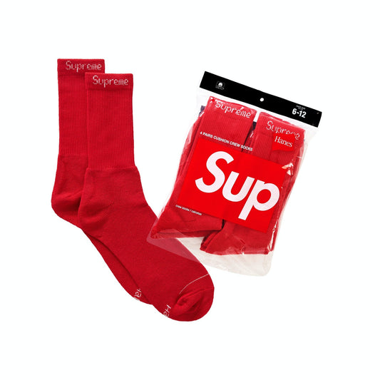 Supreme Hanes Socks (4 Pack) Red